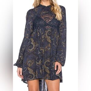 Elegant Navy Paisley Dress